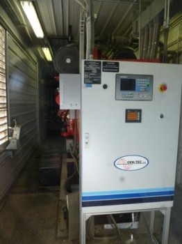 Engine receiving methane from digester to contain it as energy