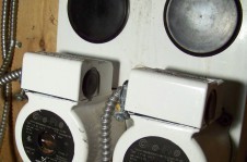 Coolant pump controlling the flow of the coolant, propylene glycol, through the buried PVC pipes.